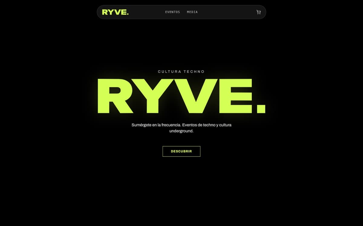 Página de inicio del sitio web de Ryve Collective